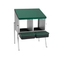 2-compartment hen nesting box with rollaway trays