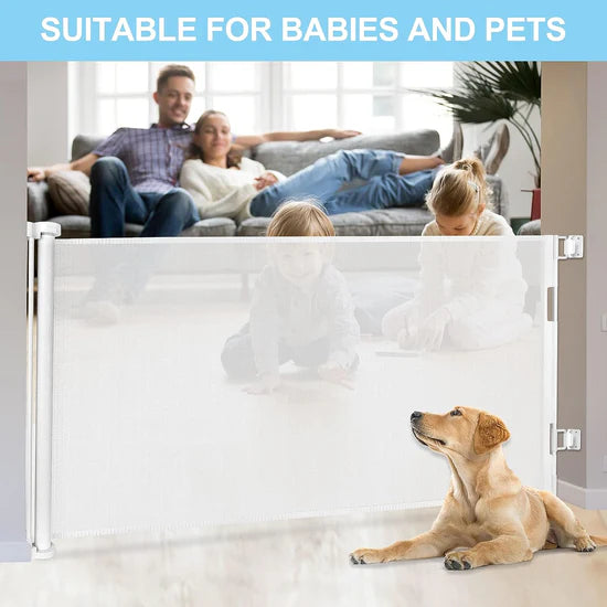 Adjustable retractable dog gate – suitable for indoor and outdoor use