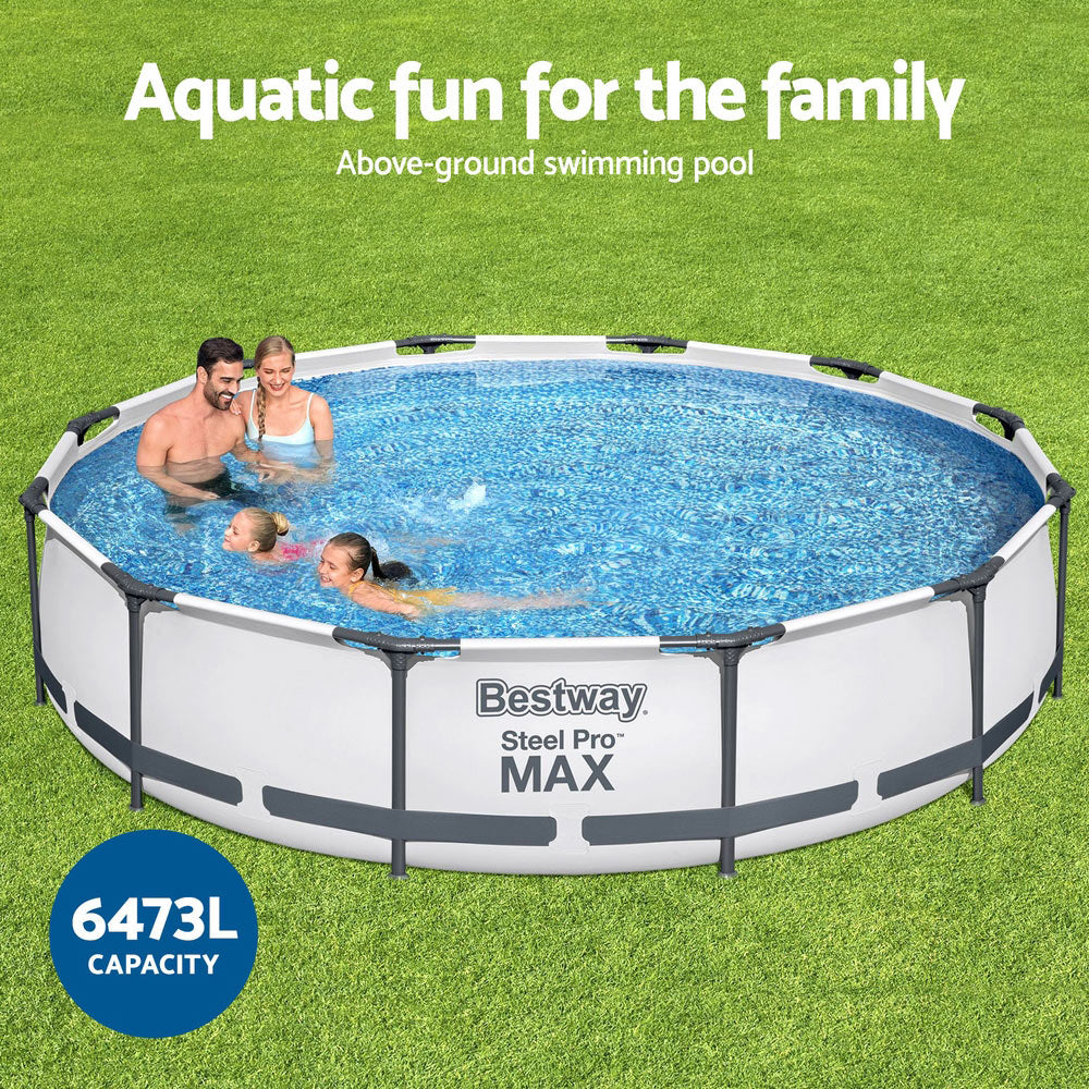 Above Ground Swimming Pool with Filter Pump White - Pets Gear