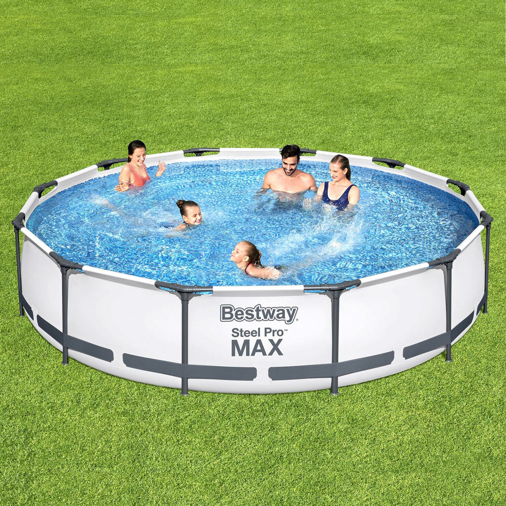 Above Ground Swimming Pool with Filter Pump White - Pets Gear
