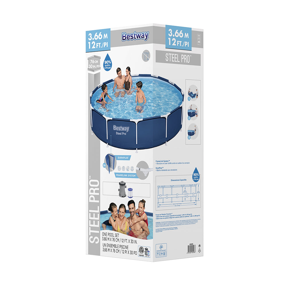 Above Ground Swimming Pool with Filter Pump 366cm x 76cm Blue - Pets Gear