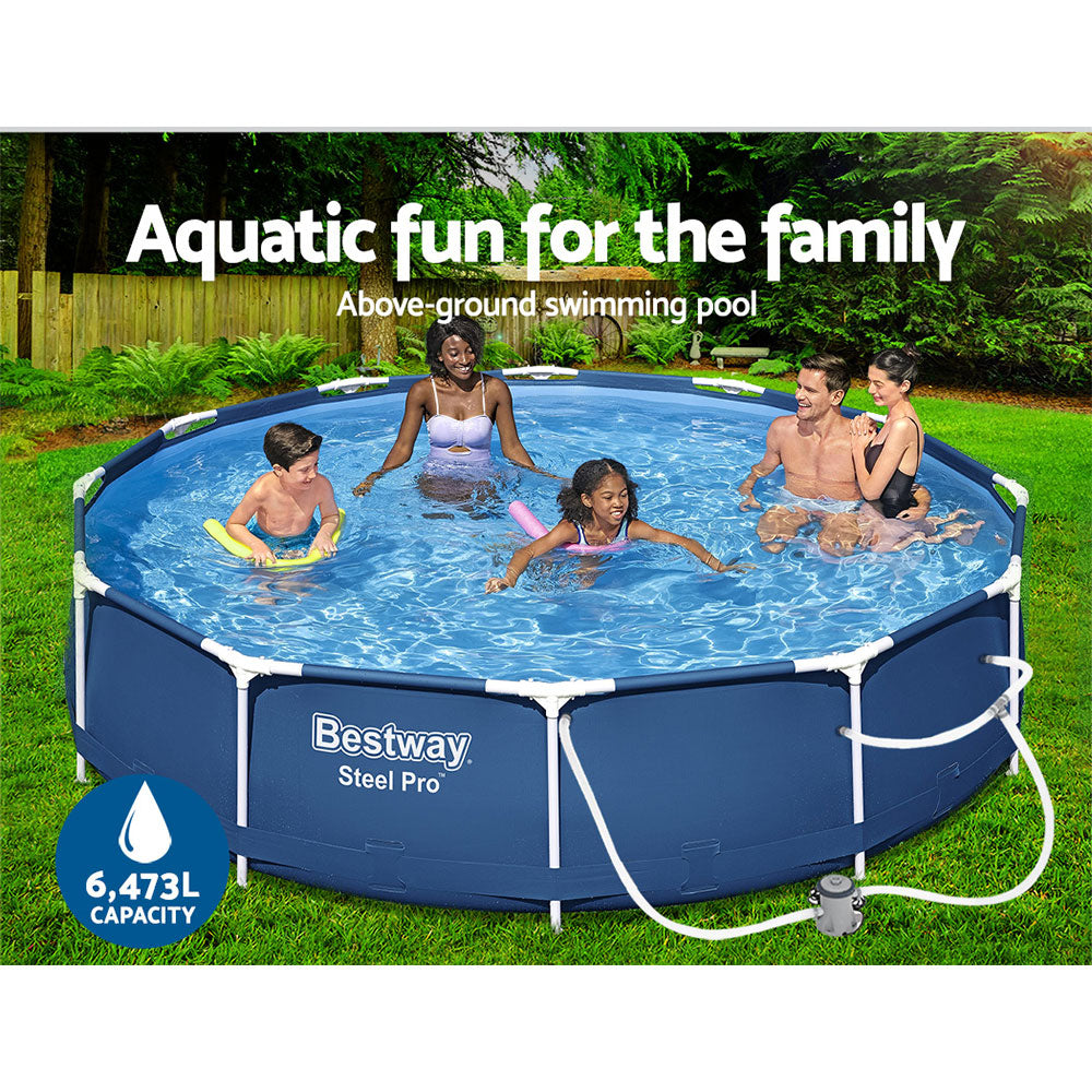 Above Ground Swimming Pool with Filter Pump 366cm x 76cm Blue - Pets Gear