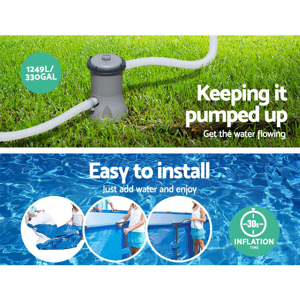 Above Ground Swimming Pool with Filter Pump 366cm x 76cm Blue - Pets Gear