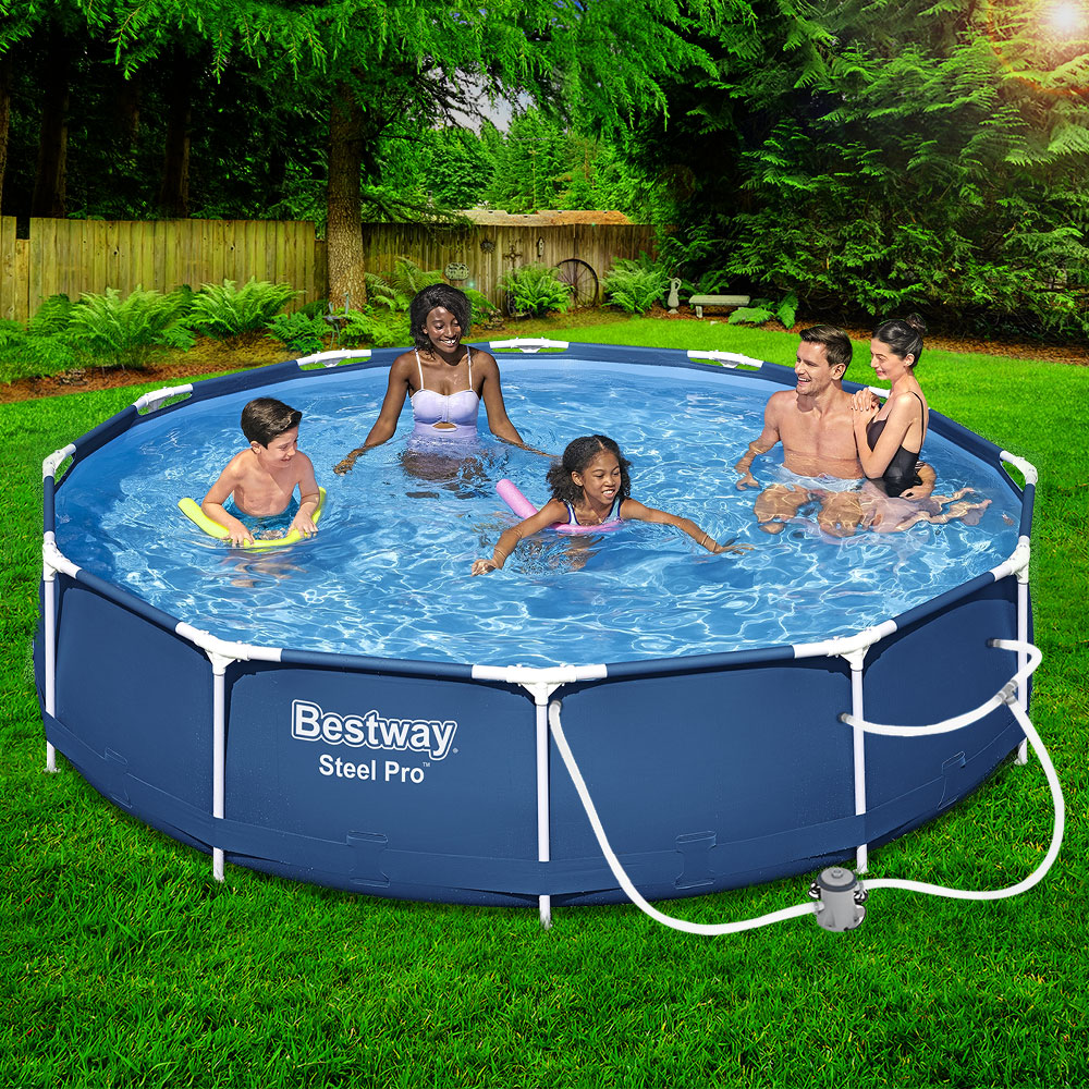 Above Ground Swimming Pool with Filter Pump 366cm x 76cm Blue - Pets Gear