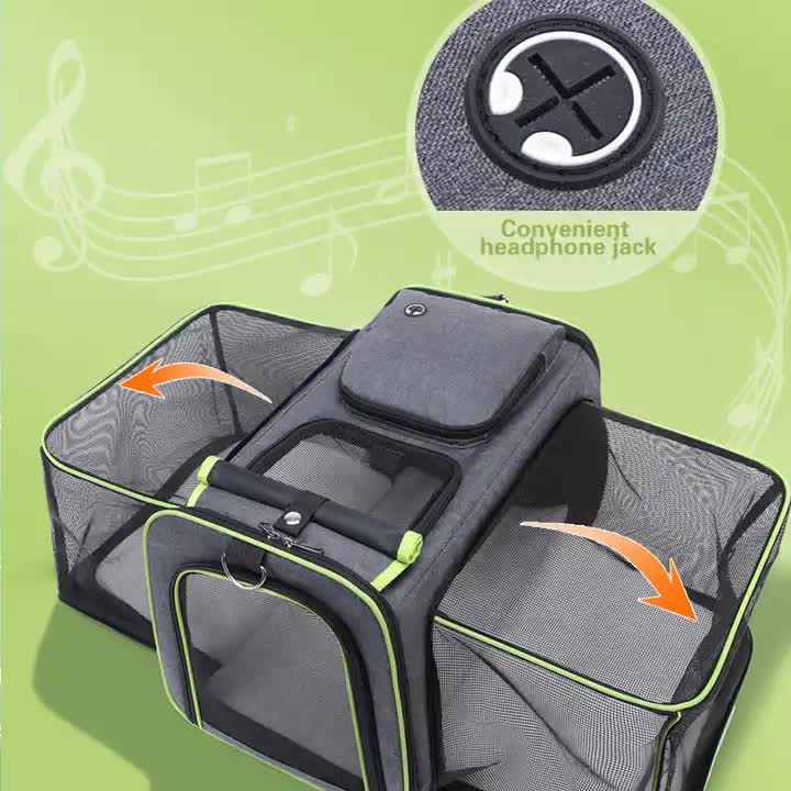 Breathable mesh portable pet carrier in grey
