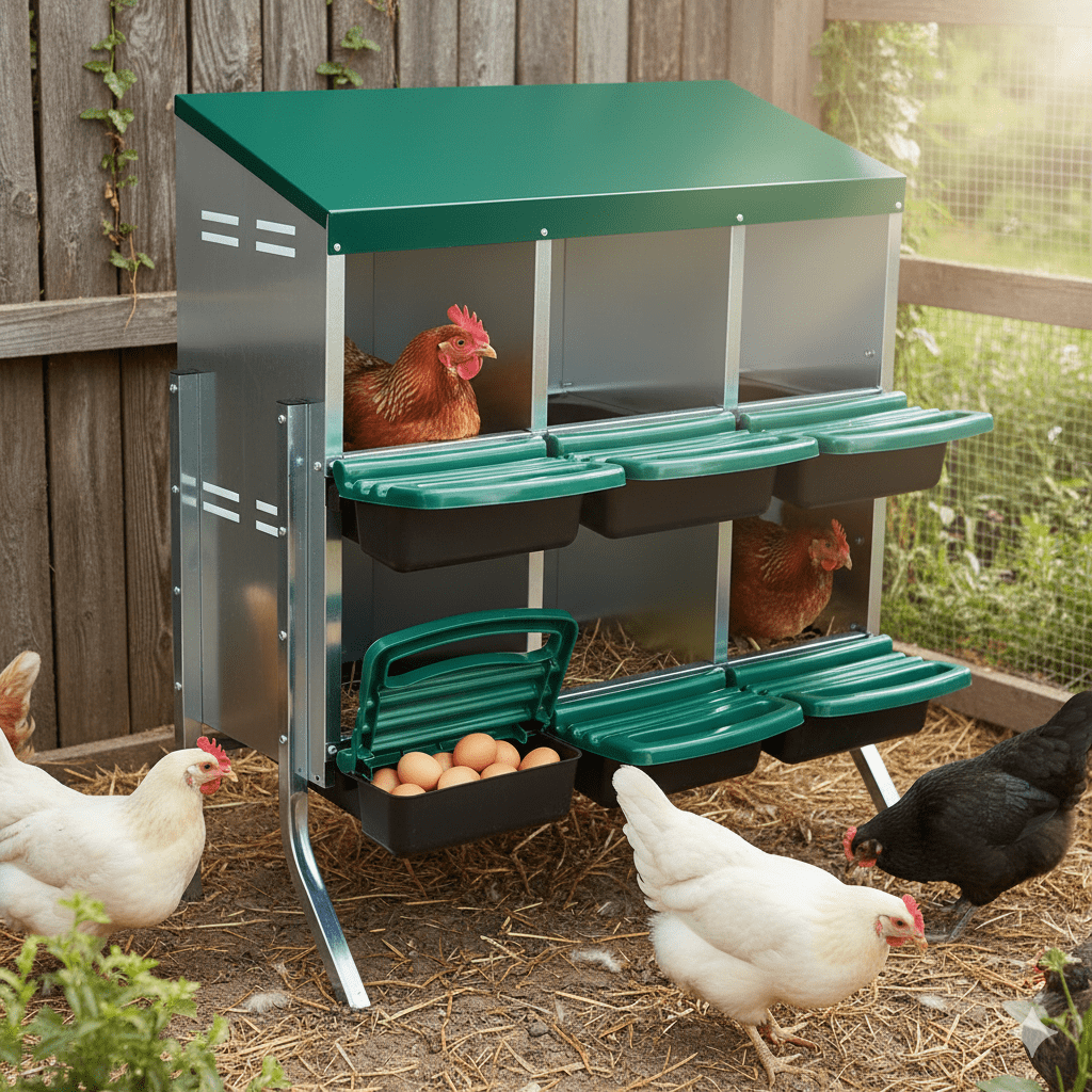 Elevated Roll Away Nest Box 6 holes