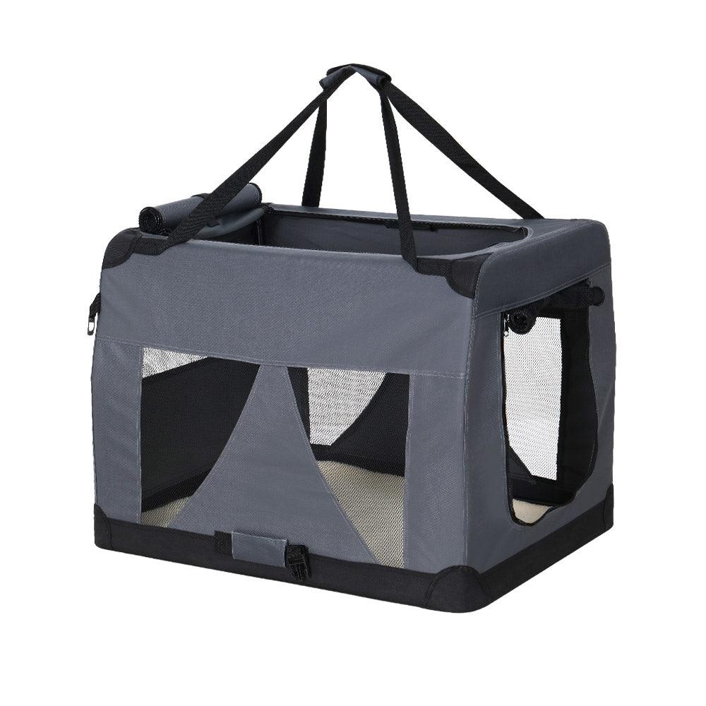 Pet Carrier Soft Crate Dog Cat Portable Foldable - Grey - Pets Gear