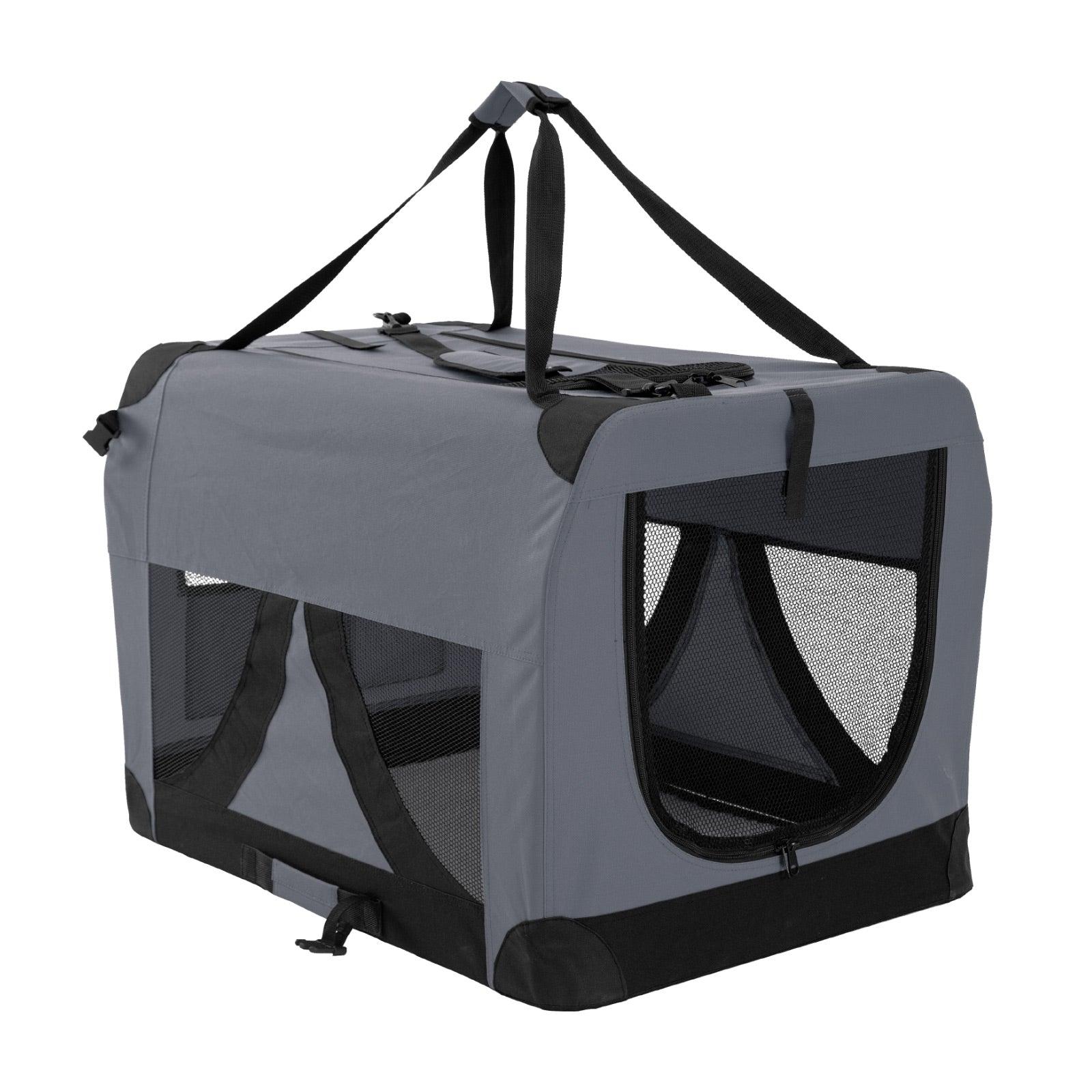 Image showcasing Soft Foldable Dog Crate – Portable & Lightweight Travel Carrier Grey