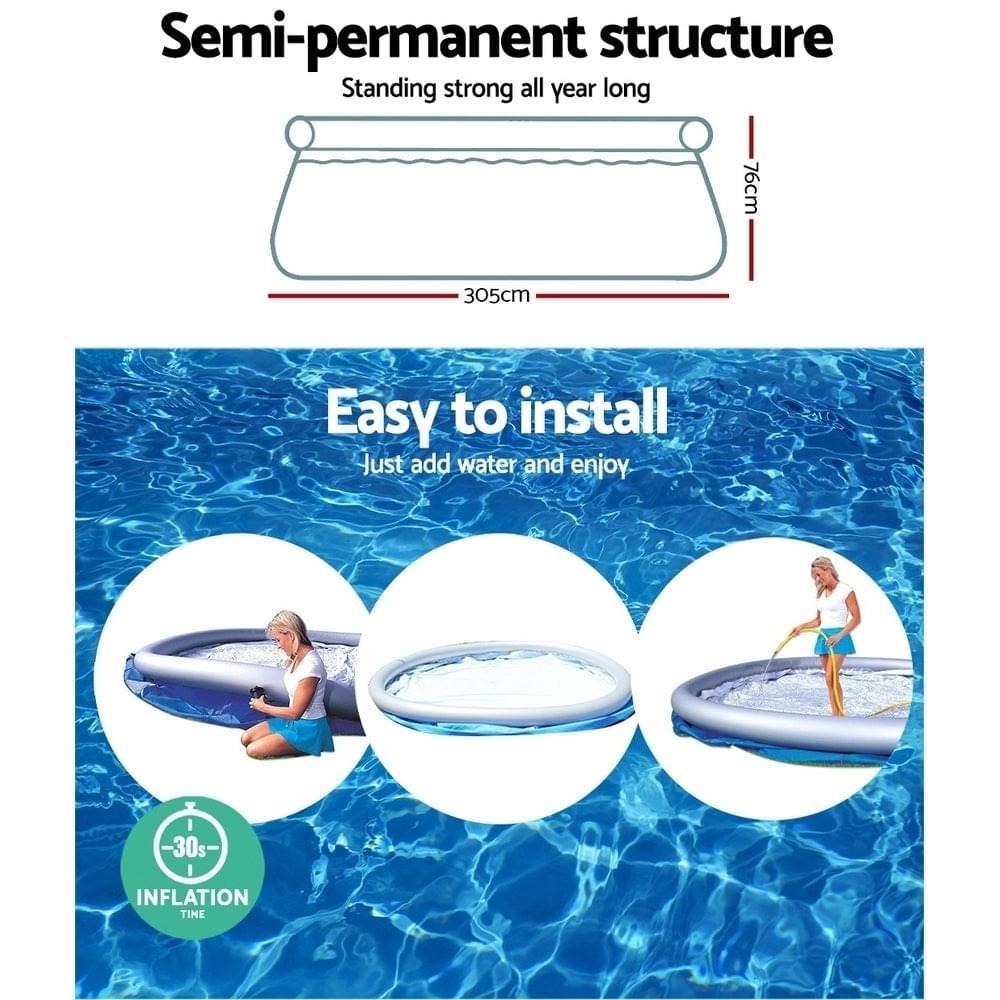 Above Ground Swimming Pool with Filter Pump 305x76cm - Pets Gear