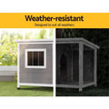 i.Pet Dog Kennel House Large Wooden Outdoor Pet Kennels Indoor Puppy Cabin Log - Pets Gear