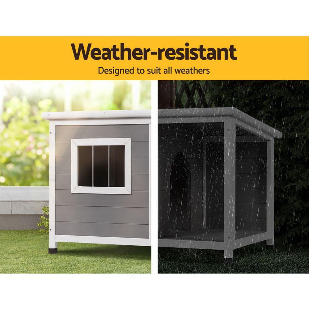 i.Pet Dog Kennel House Large Wooden Outdoor Pet Kennels Indoor Puppy Cabin Log - Pets Gear