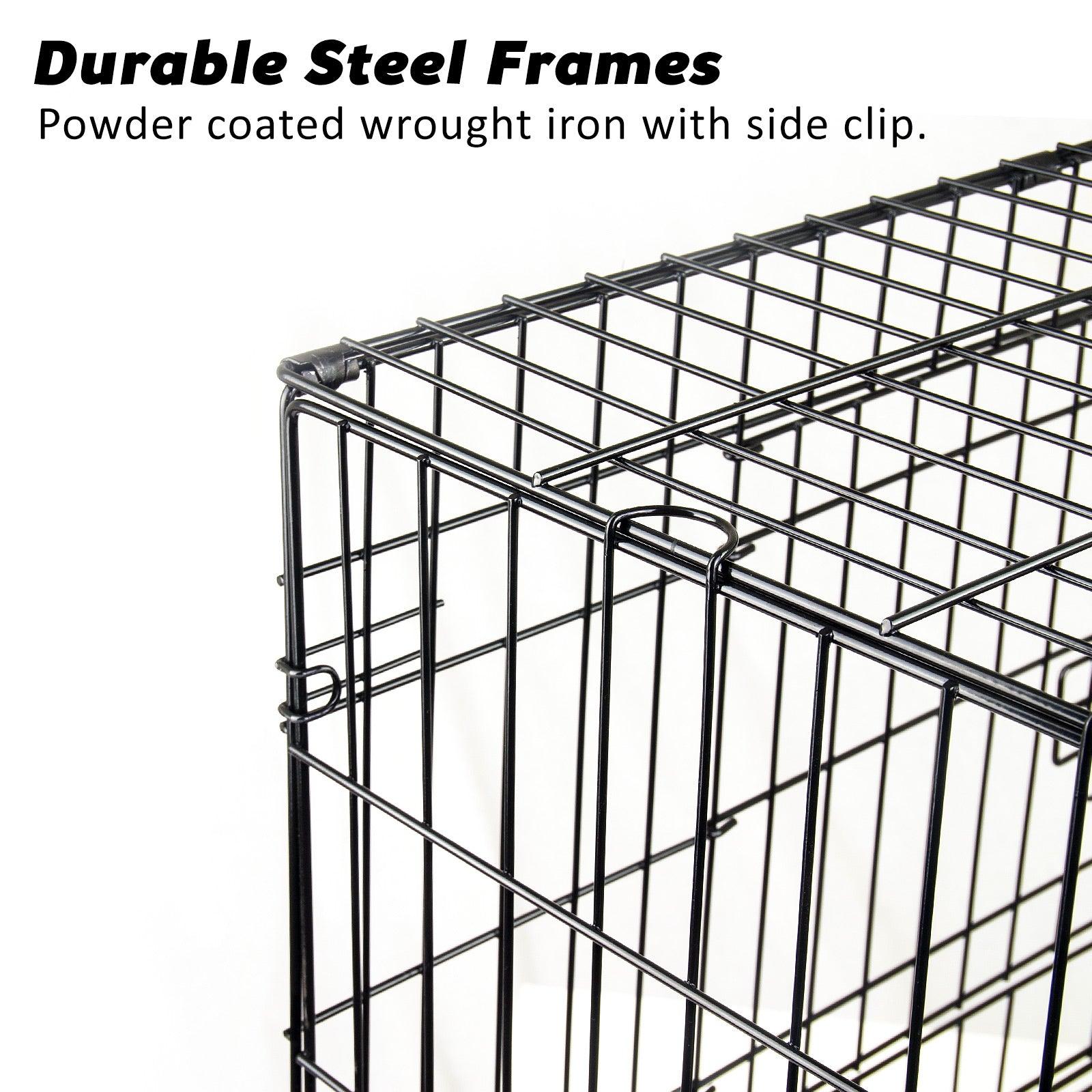 Paw Mate Wire Dog Cage Foldable Crate Kennel 24in with Tray + Cushion Mat Combo - Pets Gear