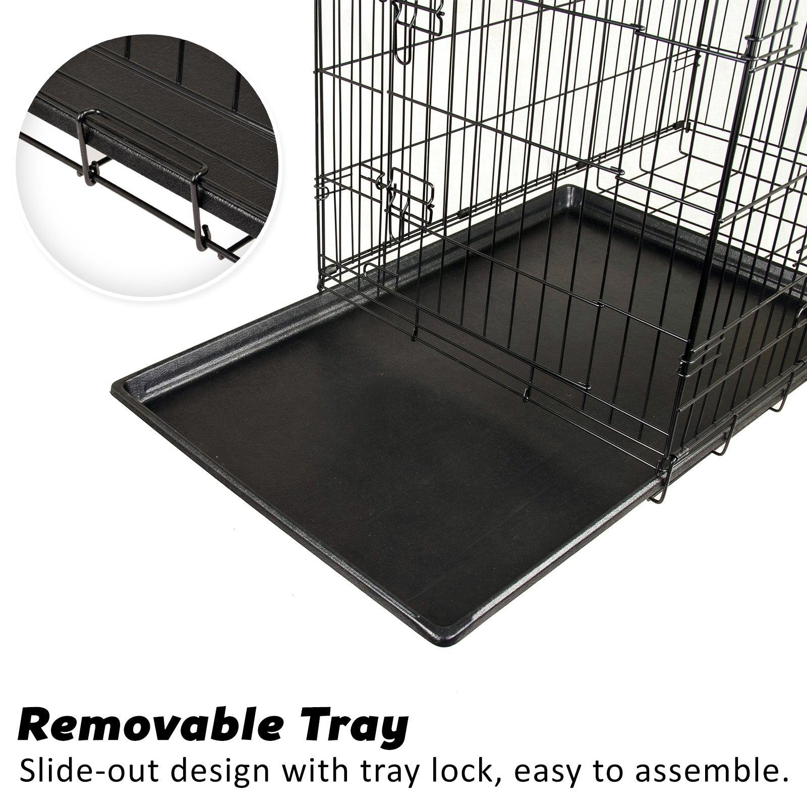 Paw Mate Wire Dog Cage Foldable Crate Kennel 24in with Tray + Cushion Mat Combo - Pets Gear