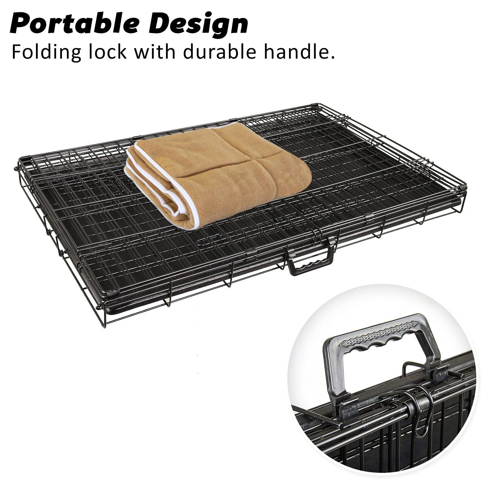 Paw Mate Wire Dog Cage Foldable Crate Kennel 24in with Tray + Cushion Mat Combo - Pets Gear