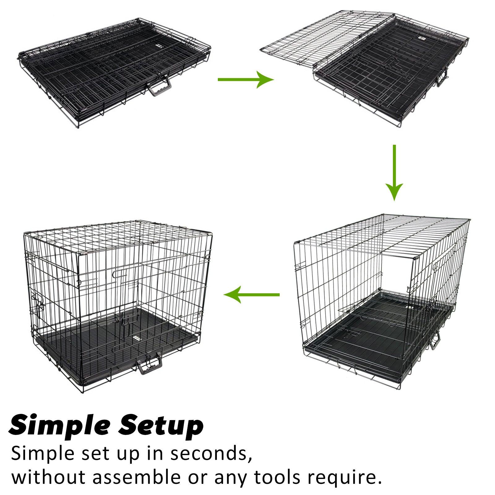 Paw Mate Wire Dog Cage Foldable Crate Kennel 24in with Tray + Cushion Mat Combo - Pets Gear