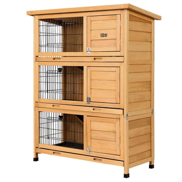 Rabbit Hutch Wooden Cage Pet hutch Three Levels - Pets Gear