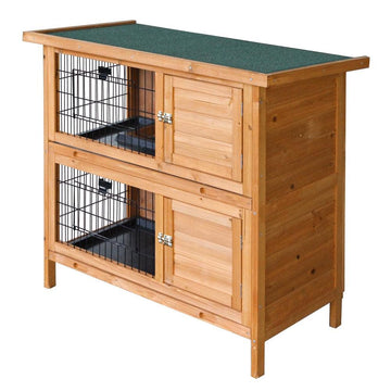 Rabbit Hutch Wooden Coop Pet Hutch Two Levels - Pets Gear