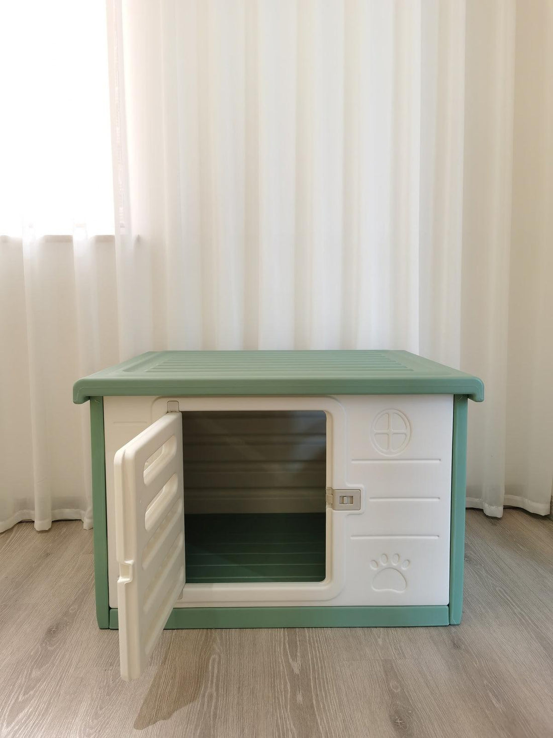 YES4PETS Medium Plastic Pet Dog Puppy Cat House Kennel Green - Pets Gear
