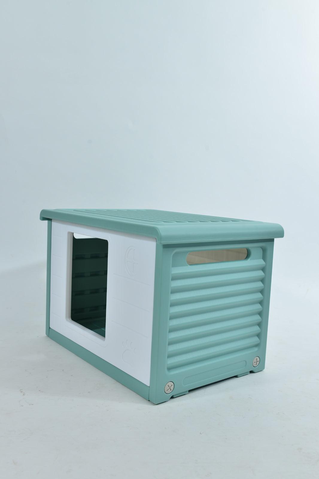 YES4PETS Small Plastic Pet Dog Puppy Cat House Kennel Green - Pets Gear