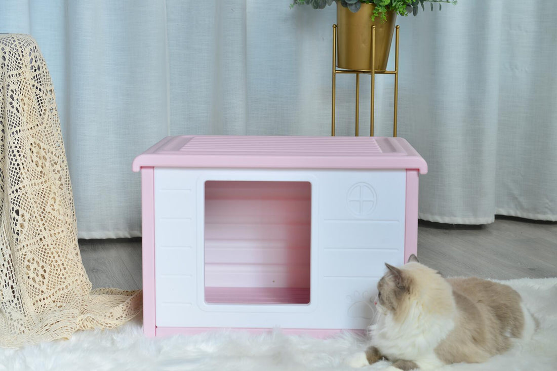 YES4PETS Small Plastic Pet Dog Puppy Cat House Kennel Pink - Pets Gear