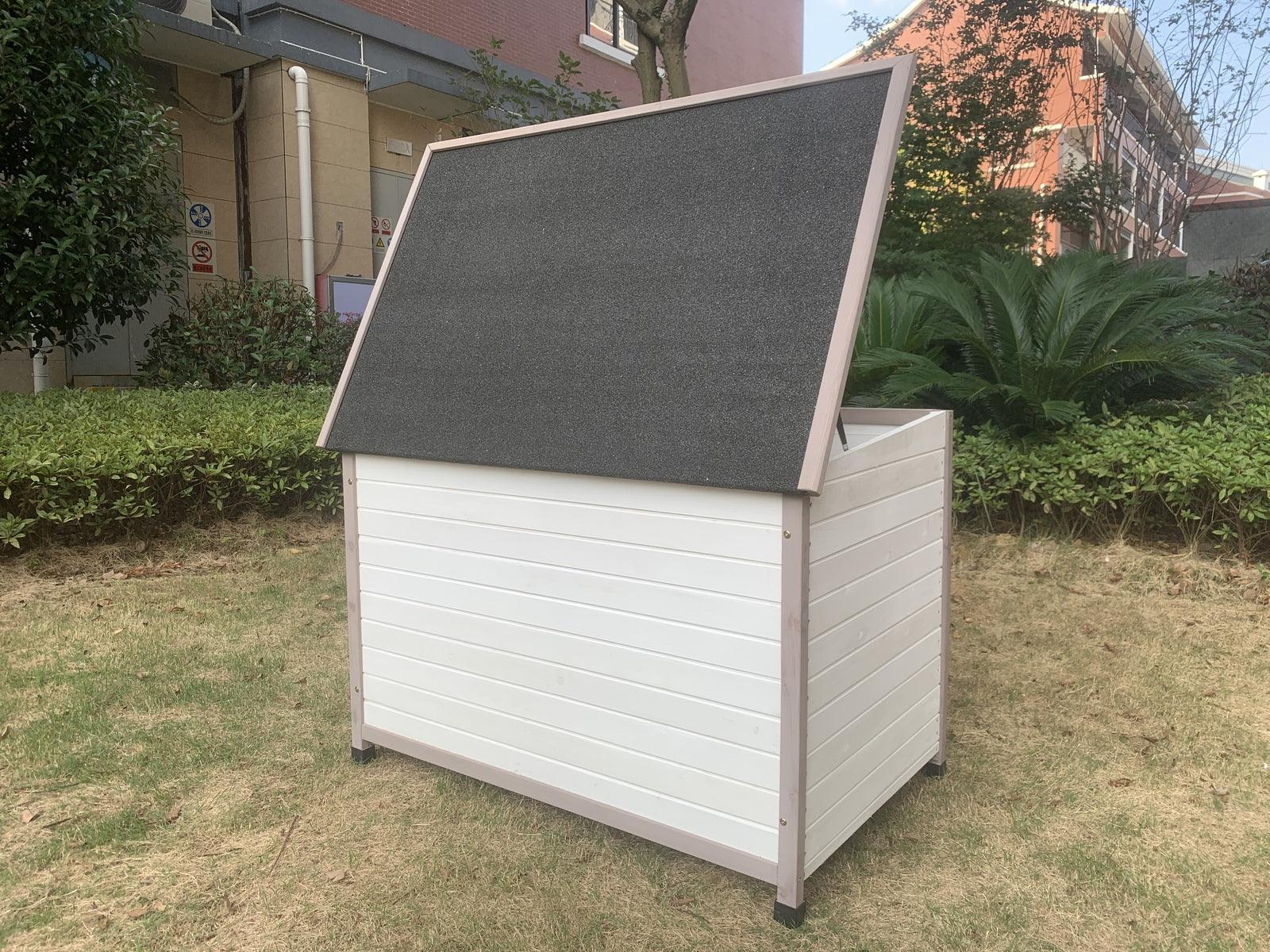 YES4PETS XL Timber Pet Dog Kennel House Puppy Wooden Timber Cabin With Stripe White - Pets Gear