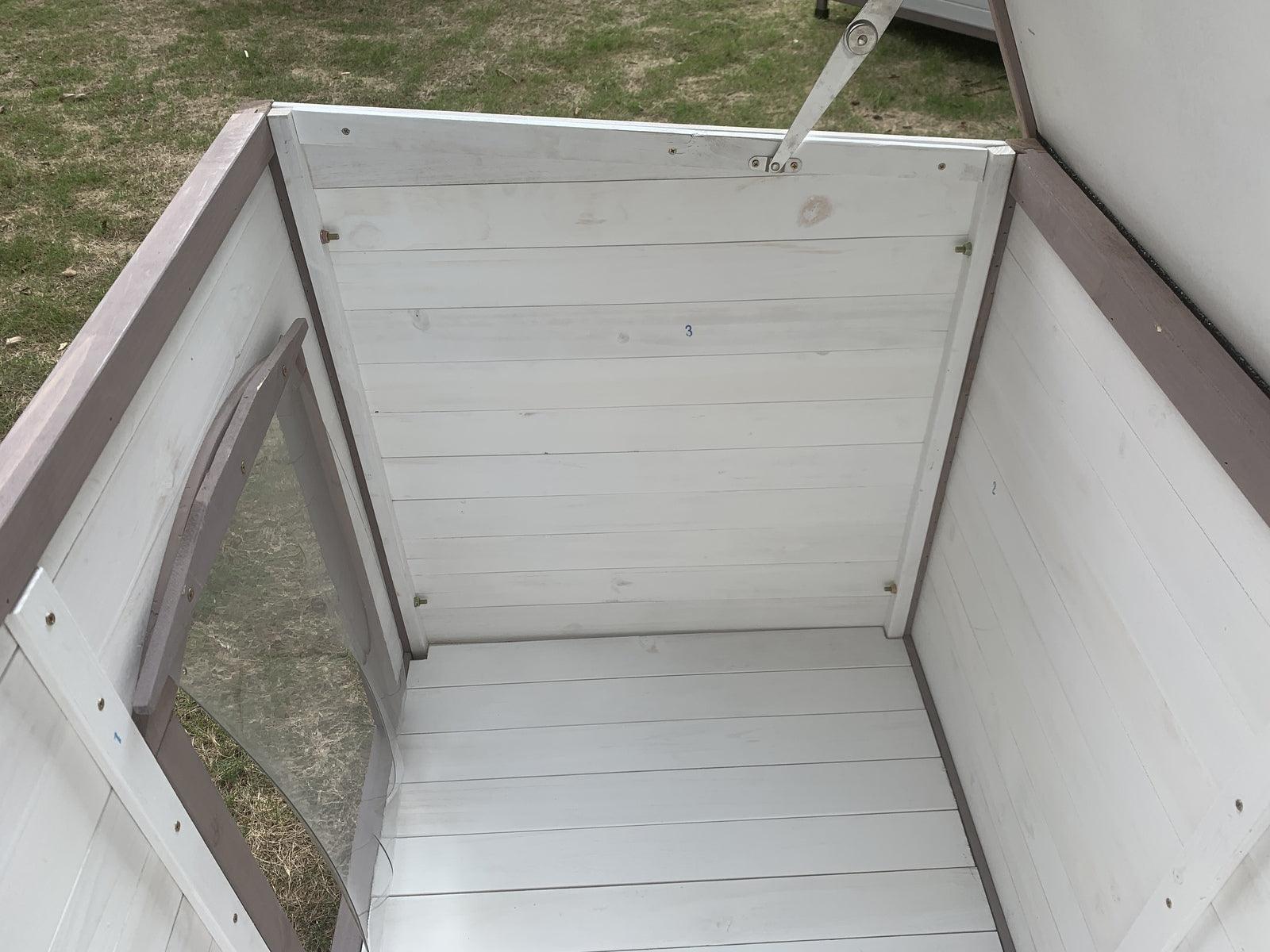 YES4PETS XL Timber Pet Dog Kennel House Puppy Wooden Timber Cabin With Stripe White - Pets Gear