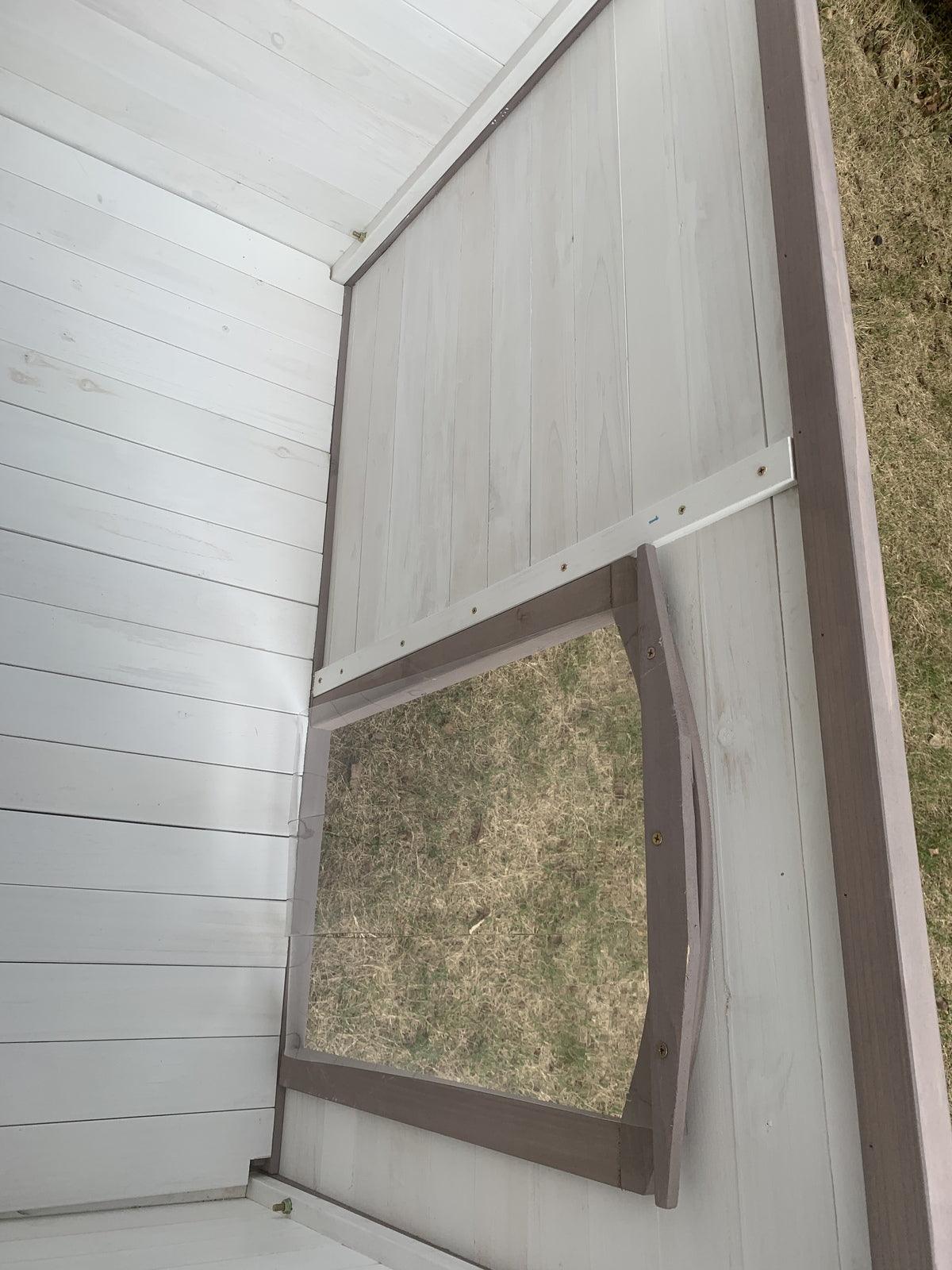 YES4PETS XL Timber Pet Dog Kennel House Puppy Wooden Timber Cabin With Stripe White - Pets Gear