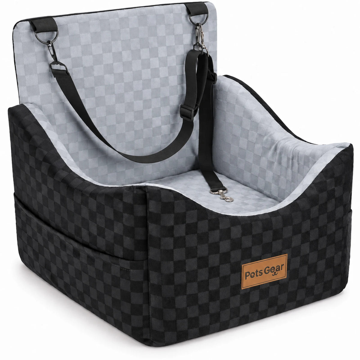 Pets Gear medium grey-lined dog car booster seat on a white background
