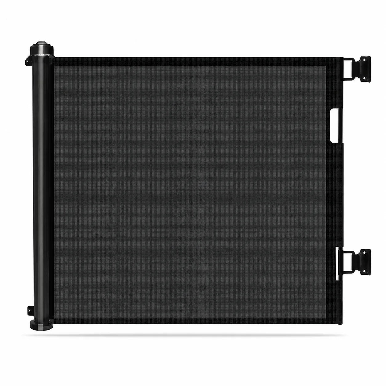 Black adjustable retractable mesh pet gate product view