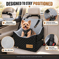Pets Gear dog car seat showing headrest straps, tether and seat-belt loops