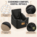 Egg-crate foam, plush lining and side pocket details of Pets Gear dog car seat