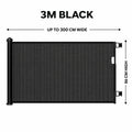 3m black retractable pet gate dimensions 300cm wide and 86cm high