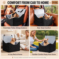 Pets Gear dog car booster seat shown in car, home and away-from-home settings