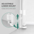 Adjustable lower mount height on white retractable mesh pet gate