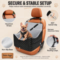 Pets Gear dog car seat showing headrest straps, harness tether, seatbelt loops and non-slip base