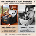 Pets Gear JourneyLift dog car booster seat compared with a standard low-profile pet bed