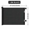 1.8m black retractable pet gate dimensions 180cm wide and 86cm high