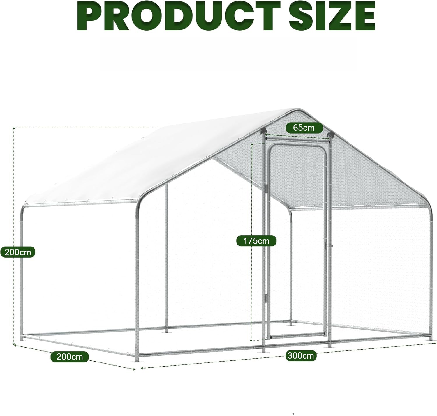“3×2 m metal chicken cage dimensions diagram with door height and width