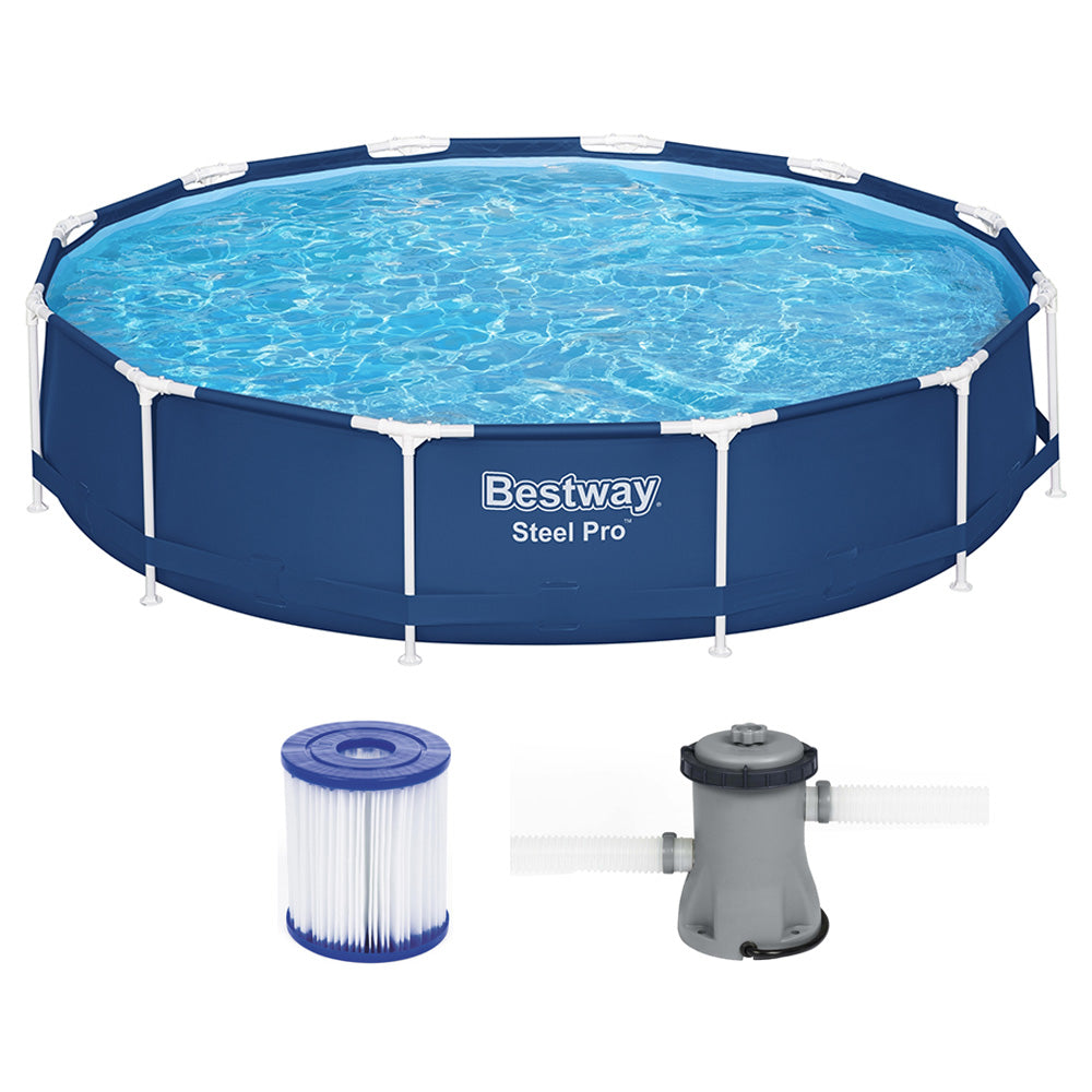 Above Ground Swimming Pool with Filter Pump 366cm x 76cm Blue - Pets Gear