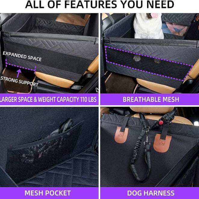 Car seat cover with features highlighted 