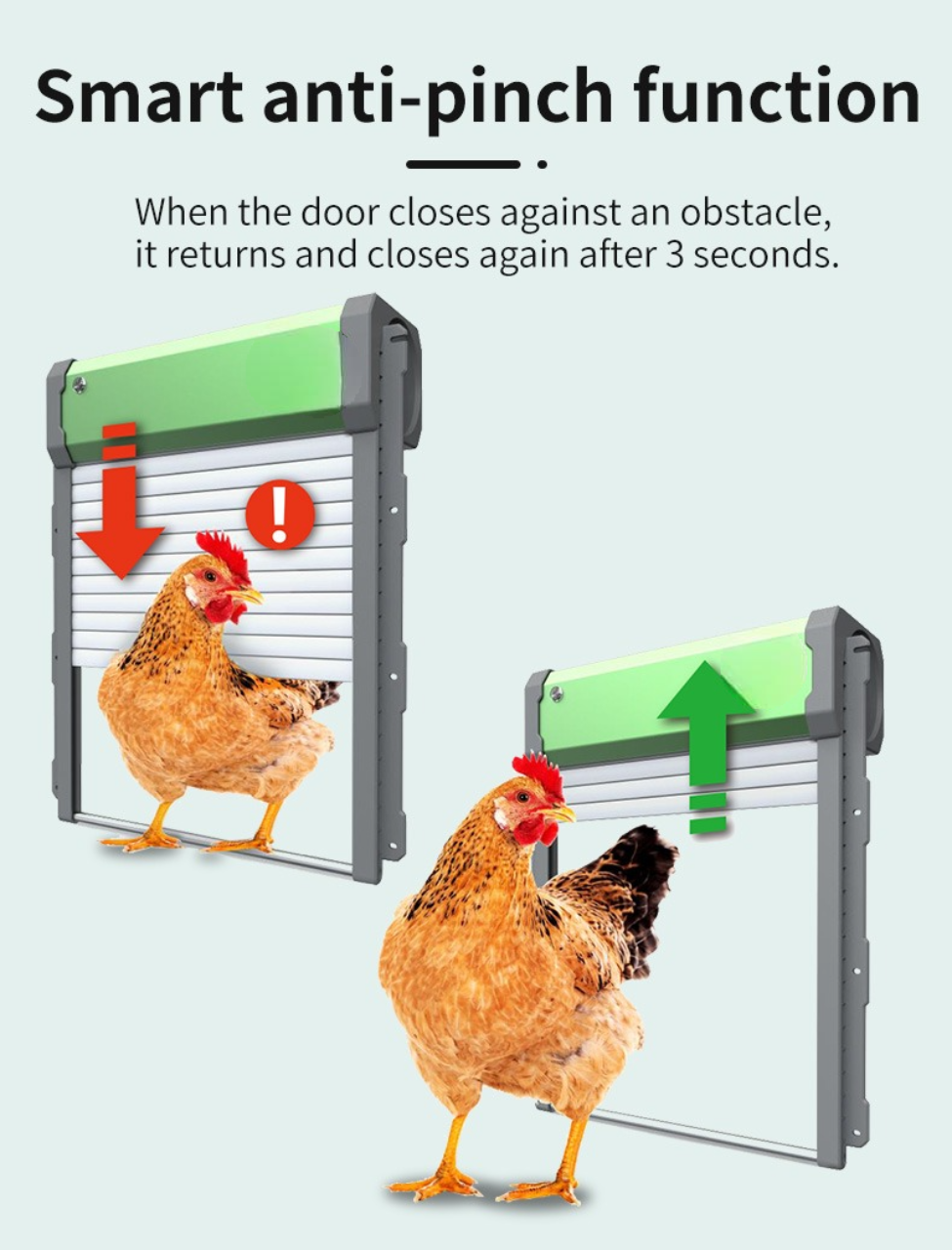 Chicken Coop Door anti-pinch