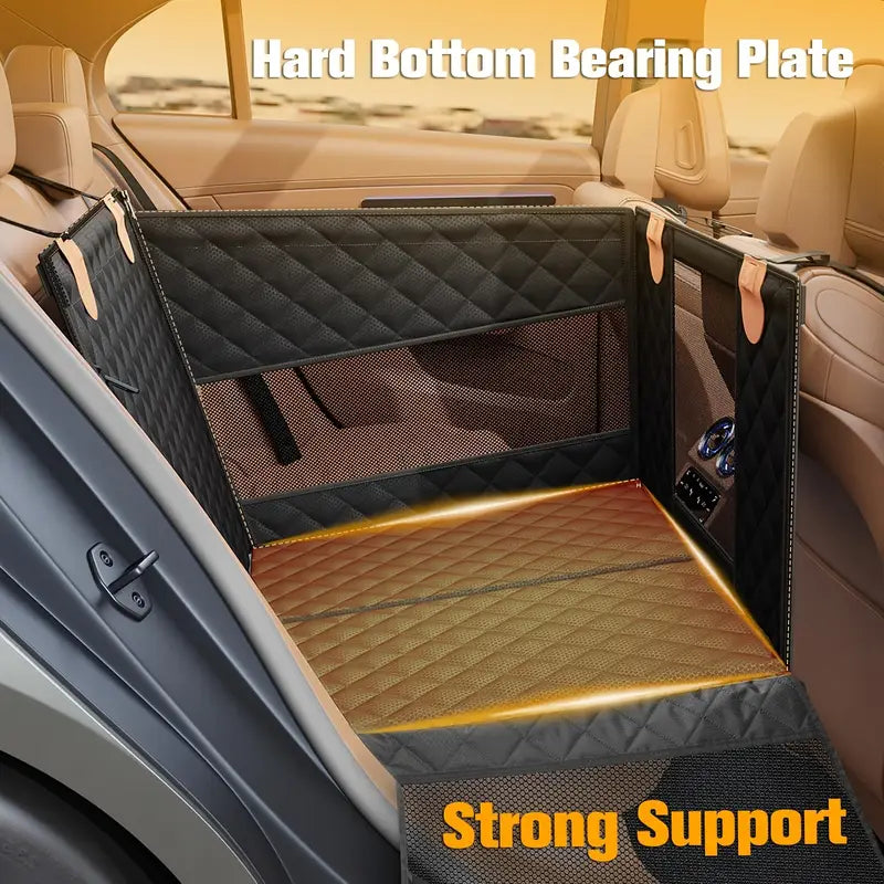 Close-up of hard bottom bearing plate in car seat protector