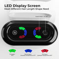 Control panel with LED display screen for hair styling device, showing different temperature settings.
