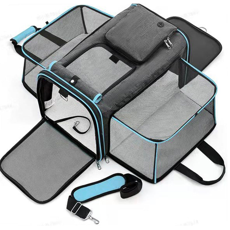 Expandable pet carrier backpack for cats and small dogs