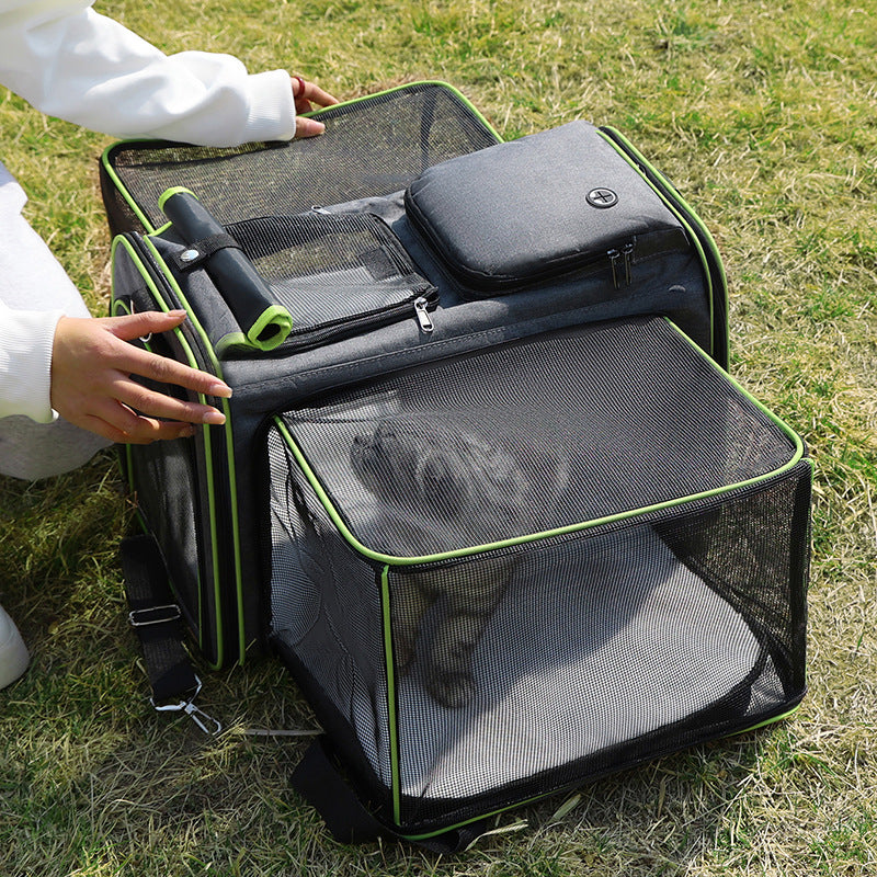 Expandable pet carrier backpack for cats and small dogs