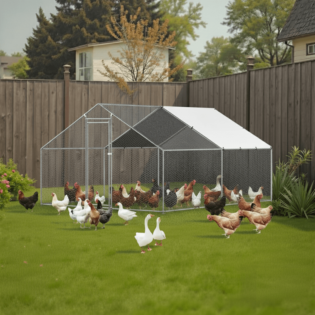 Metal Chicken Cage Galvanised Steel 4m
