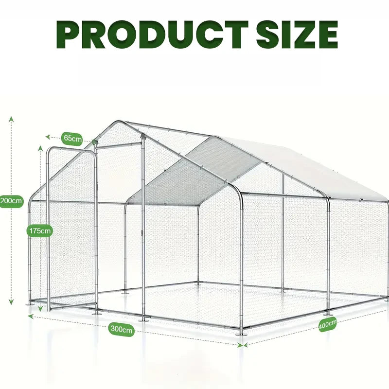 Metal Chicken Cage Galvanised Steel 4m x 3M product size