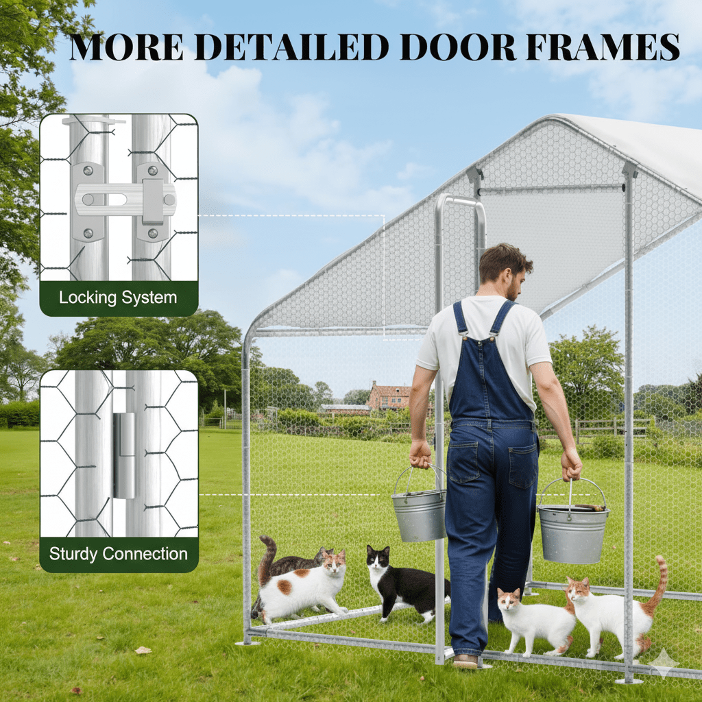 Walk-in cat enclosure with removable weatherproof cover and ground pegs