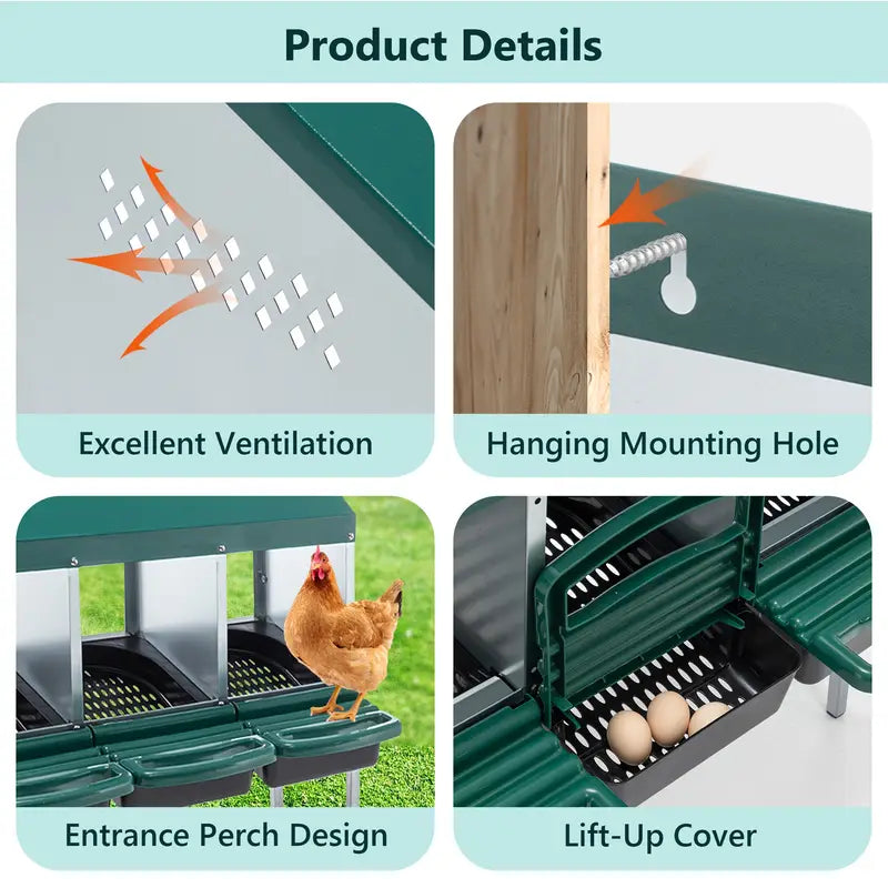 compact double-tier roll away nest box dimensions for 6–12 hens