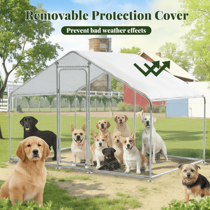 Picture of Outdoor Dog Kennel Metal Dog Enclosure 2M With Roof | Pets Gear
